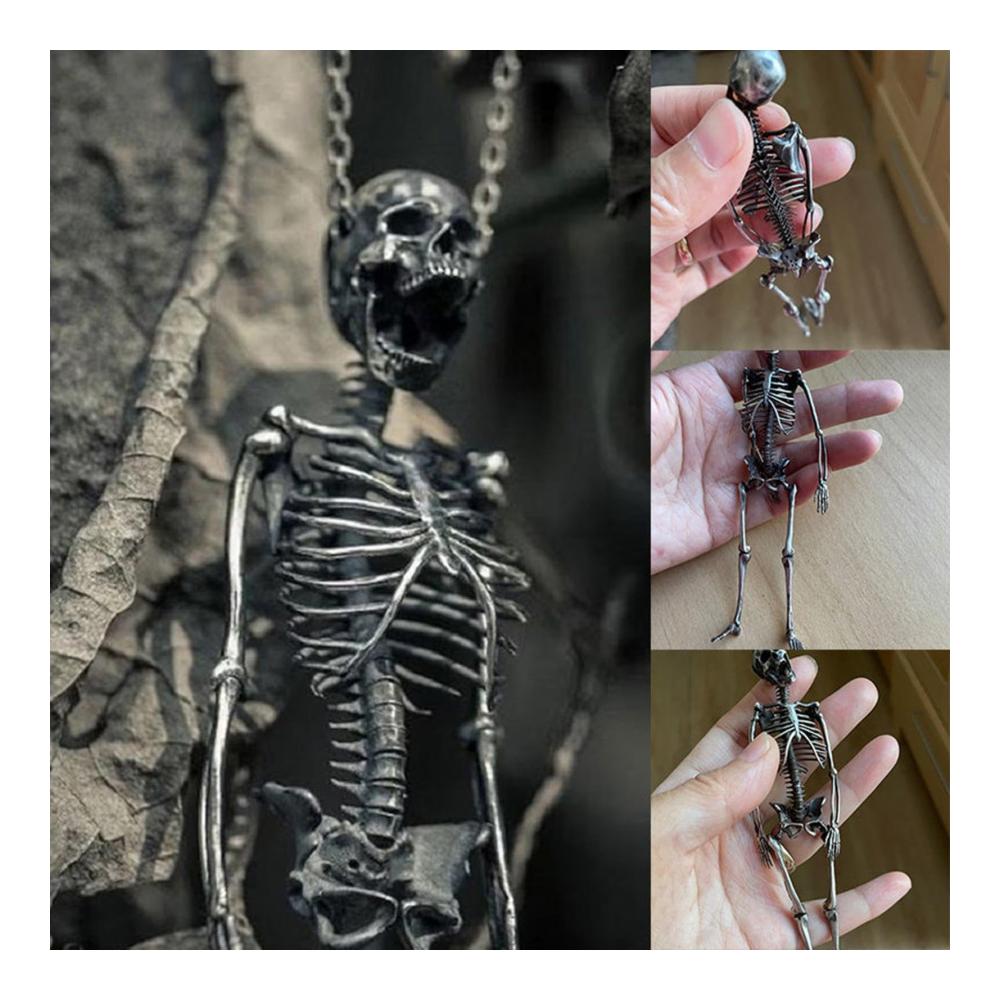 Gothic Metall Vintage Halskette mit Skelett-Anhänger | Hip Hop Schmuck für Jungenmode - Ideal für Spukhaus Kostümparty Zuhause Mottoparty und Halloween-Parade