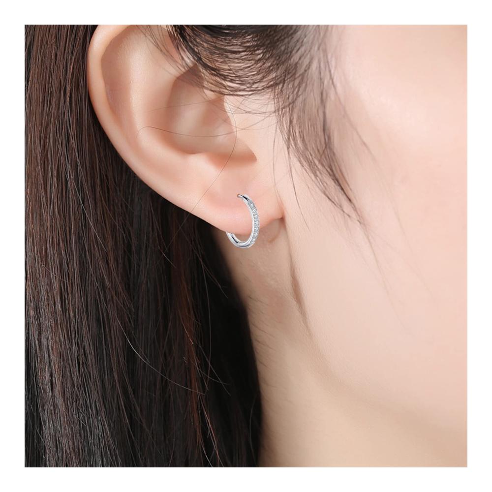 Titan Edelstahl Creolen Set 3 Paare Silber Diamant Zirkonia Ohrringe für Damen & Herren - Schwarz/Gold Klein Piercing 12MM