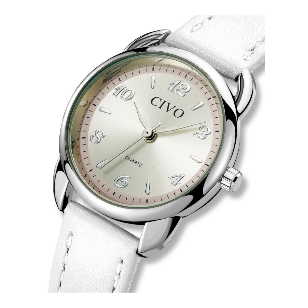 Frauen Leder Armbanduhr - Klassisch Wasserdicht Quartz Elegantes Geschenk