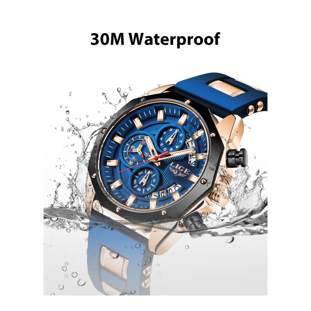 Chronograph Herren-Armbanduhr aus Edelstahl - Wasserdichte beleuchtete Analoguhr mit großem Zifferblatt Quarzwerk sportlichem Design & klassischem Stil