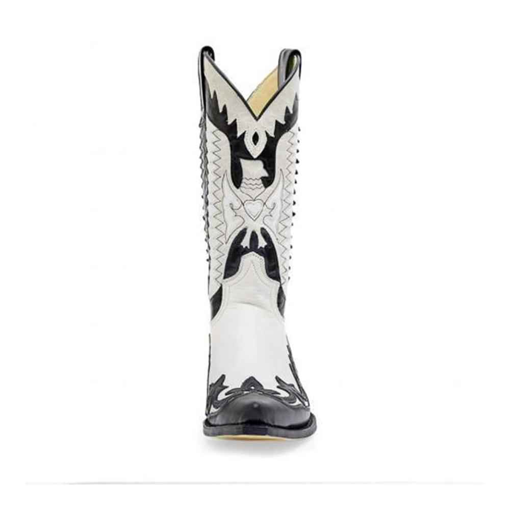 Herren Vintage Cowboy Motorradstiefel aus PU-Leder | Westernstiefel mit mittelhohem Absatz | Schwarz Größe 43