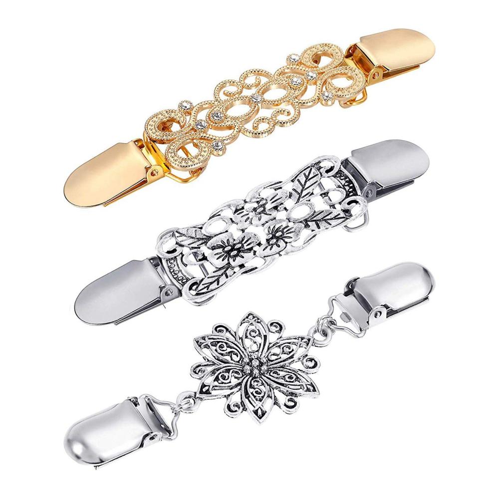 3-teiliges Vintage-Metall-Accessoire-Set für Damen Broschen Anstecknadeln & Clips für Schals Pullover Kleider & mehr