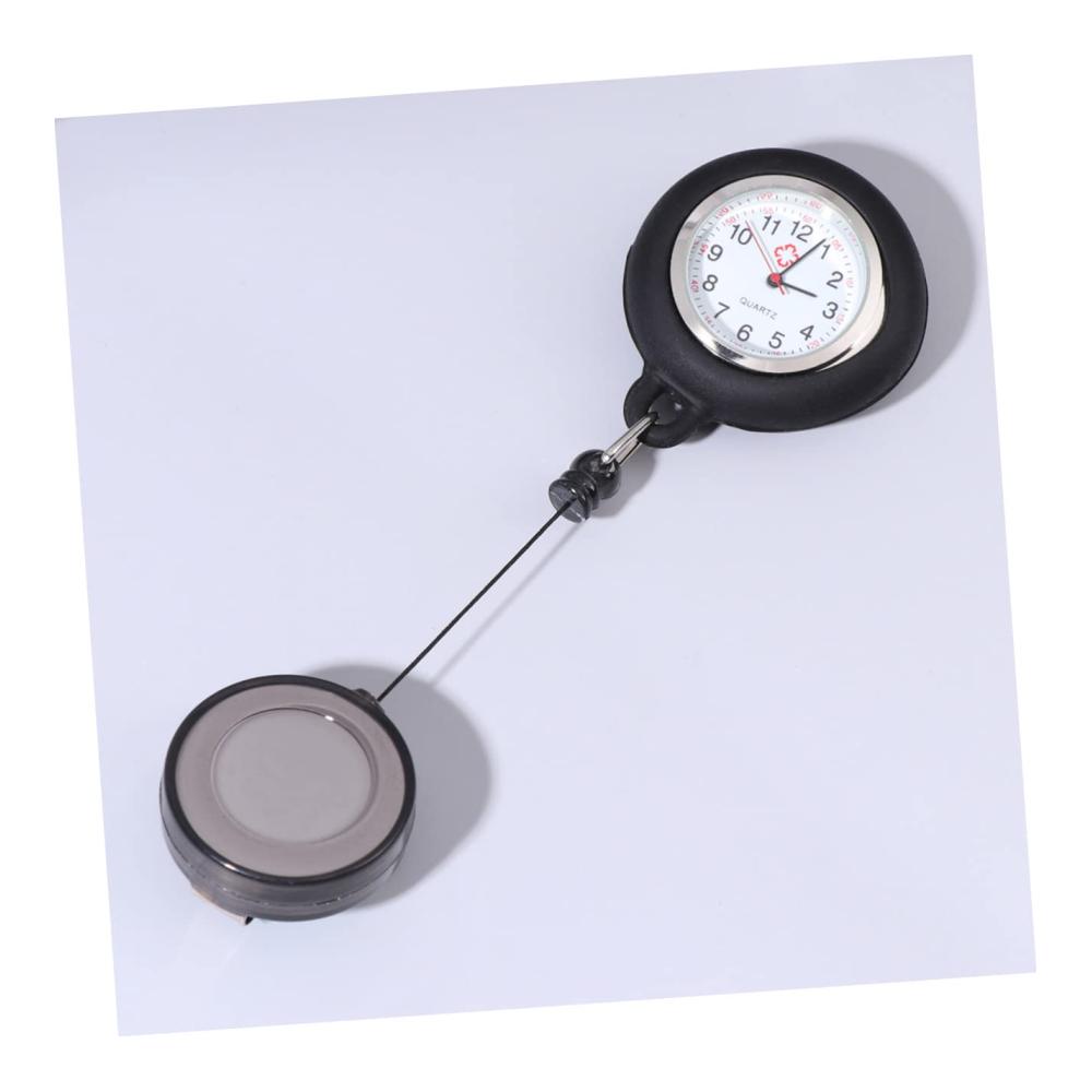 Herrenarmbanduhr mit einziehbarer Uhrkette - Stilvolle Taschenuhr für Männer mit Halskette Anstecknadel und Pflegezubehör für Krankenschwestern - Karikatur-Design mit Altem Monitor-Clip