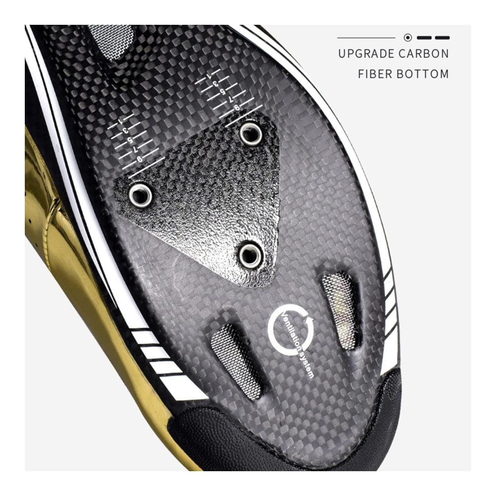 Fahrradschuhe Atmungsaktive Radsportschuhe für Herren und Damen | Rennrad- und MTB-Schuhe mit Schnellschnürung | SPD Cleats kompatibel | Gold Größe 43