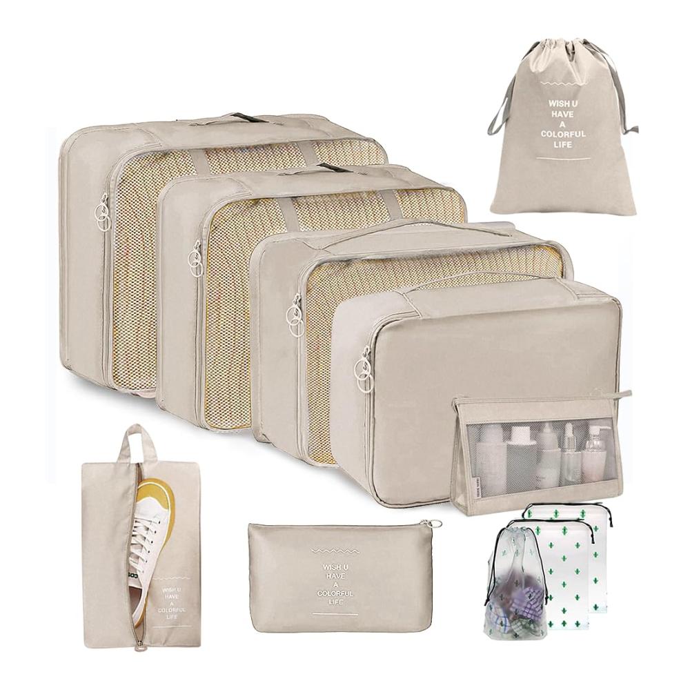 Kofferorganizer Set 11-teilige Packing Cubes für platzsparendes Reisen - Compression Kleidertaschen Travel Organizer Essentials für Unterwäsche Kosmetik Kleidertaschen und Schuhbeutel