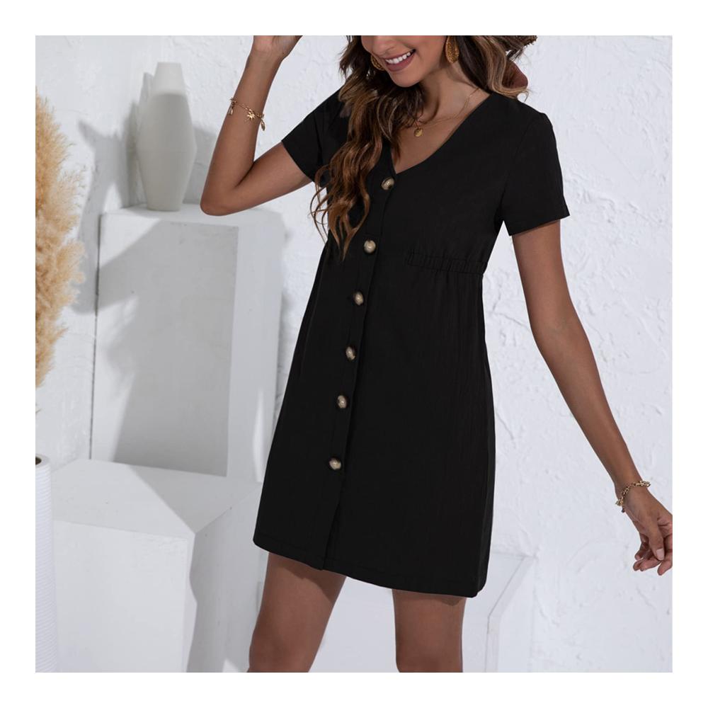 Freizeit Damenkleid mit V-Ausschnitt Hoher Taille und Cardigan - Schmales Kurzes Kleid für Eleganz und Komfort