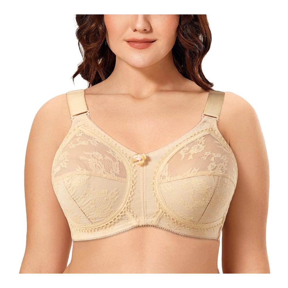 Klassischer Spitzen-Minimizer BH ohne Bügel für Damen in großen Größen - Komfortabler Vollschalen-BH nicht gepolstert