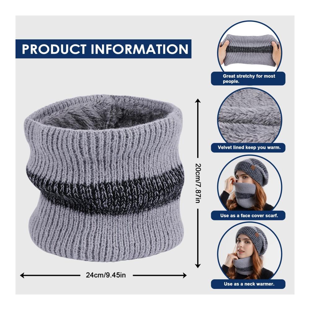 Gemütliches Winter-Set Strickmütze Schal und Handschuhe für Damen - Warme Wolle weiches Fleecefutter - Perfektes Geschenk für den Winter