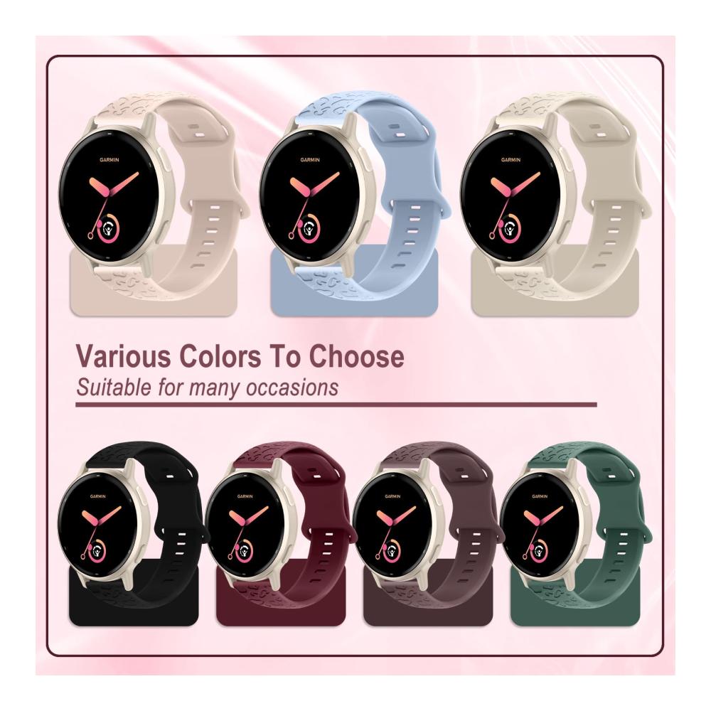 20mm Leopard Silikon Uhrenarmband für Garmin Vivomove Trend/Venu 2 Plus - Rot