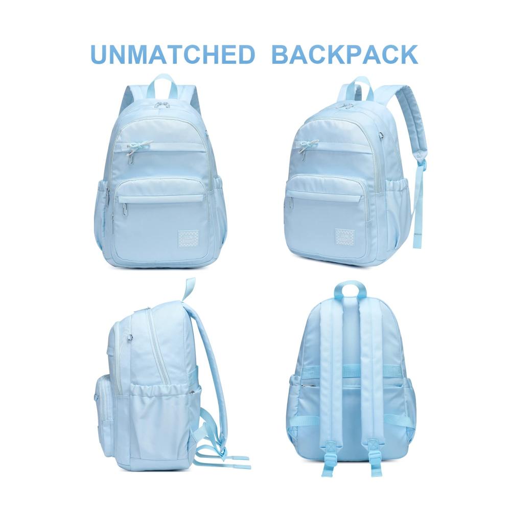 Angerat Kawaii Girls School Backpack - 18 Inch Multi-Pocketed Water-Resistant Rucksack with Laptop Compartment for Kids