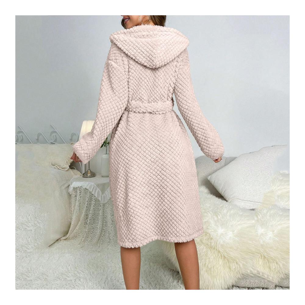 Flauschiger Damen Bademantel aus weichem Fleece - Wohlfühl-Morgenmantel für Damen Saunabademantel mit Baumwolle - Winterwarmer Hausmantel Loungewear für Damen