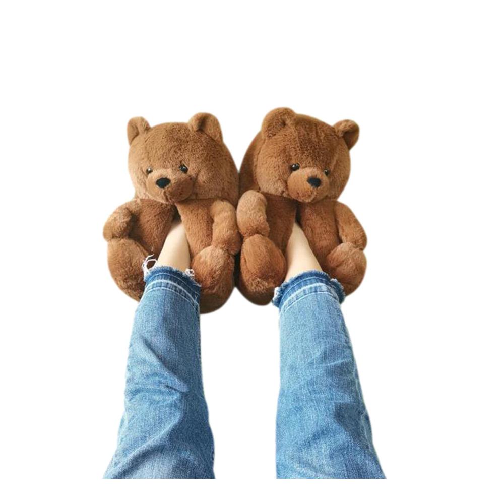 Teddybär Hausschuhe - Warme Winter Hausschuhe für Mädchen | Flauschige rutschfeste Winterschuhe als ideale Geschenke