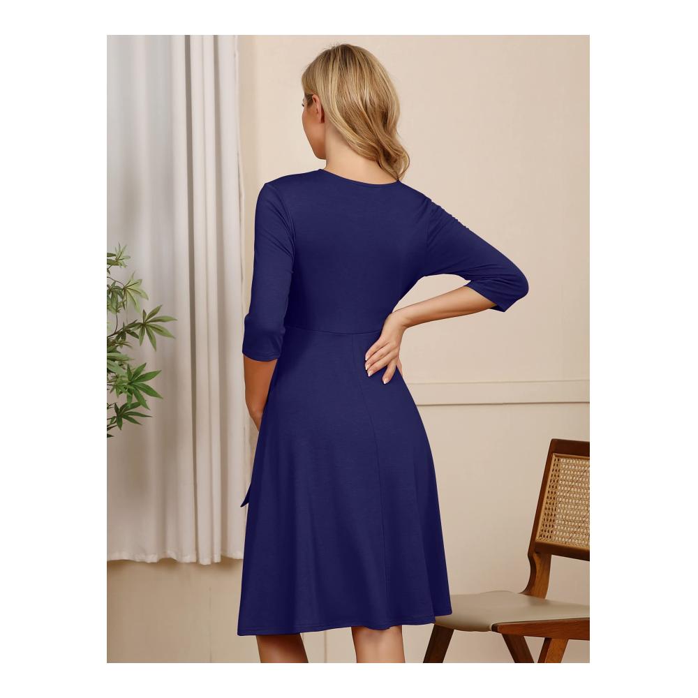 Umstandskleid für Schwangere KOJOOIN Damen Stillkleid mit V-Ausschnitt und Taillengürtel