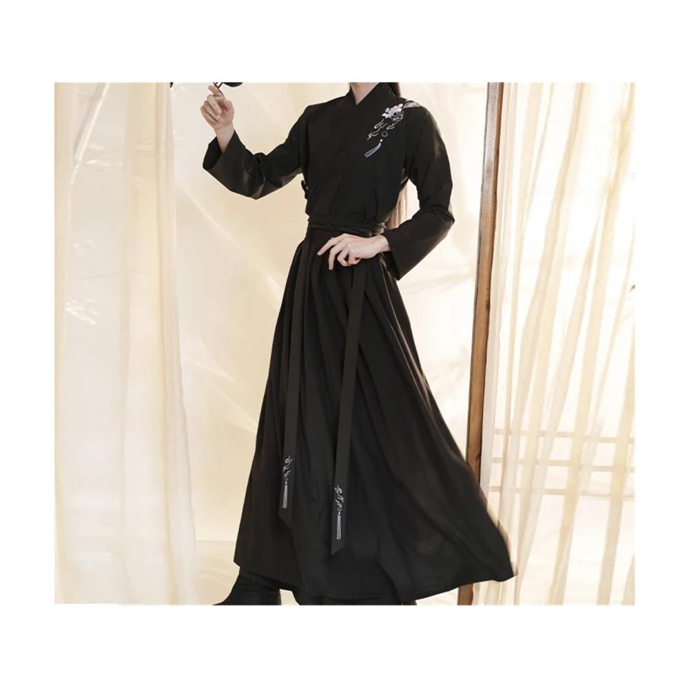 Chinesischer Samurai Hanfu Schwertkämpfer Cosplay Anzug - Schwarz 3XL Größe