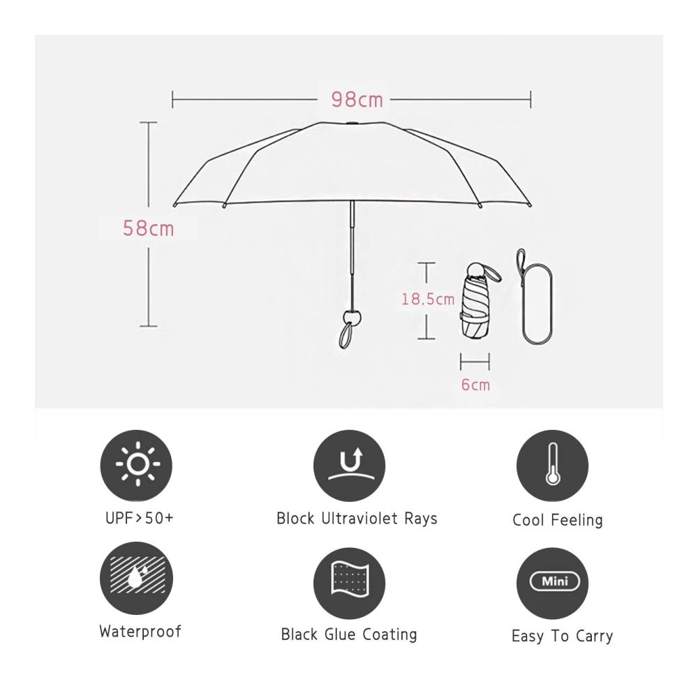 Galatée Aurora Mini Taschenschirm - Windproof Sturmfest Leicht & Kompakt - UV-Schutz UPF 50 - Regenresistent