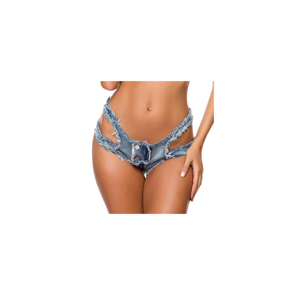 Cowgirl Style Damen Hot Shorts in Sexy Low Waist Denim - Trendige Skinny Fit Jeans mit Zipper und Button Closure