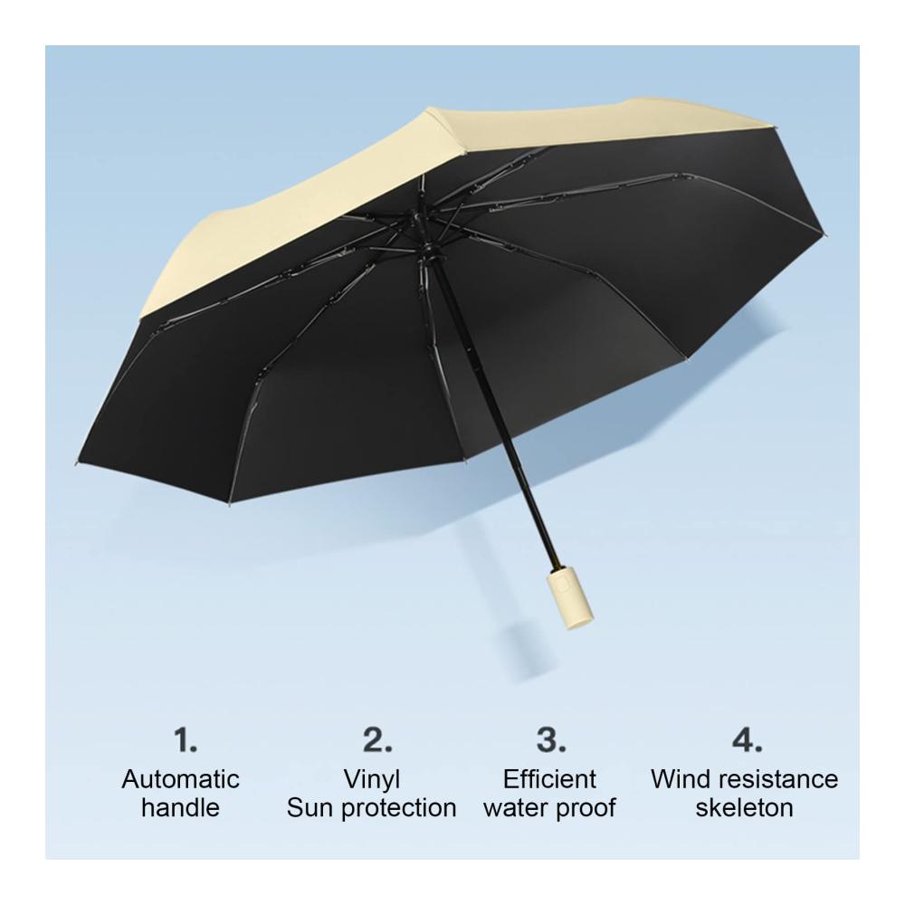 Kompakte Mini-Taschenschirme Automatischer Griff umgekehrtes Design Sonnenschutz - Ideal für Männer und Frauen auf Reisen