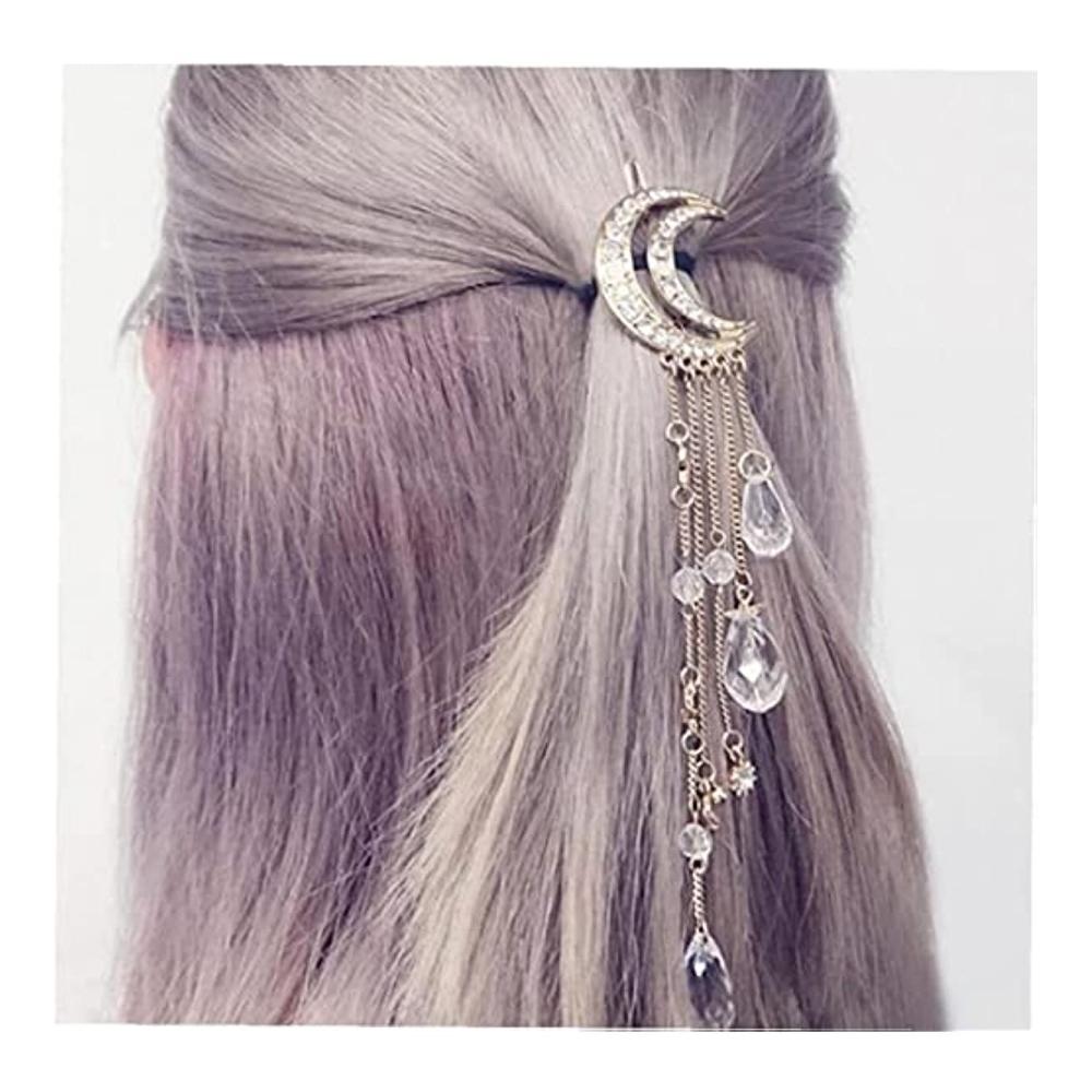 Vintage Kristall Haarspange - Mond Stern Fringe - Mode Brautschmuck für Frauen