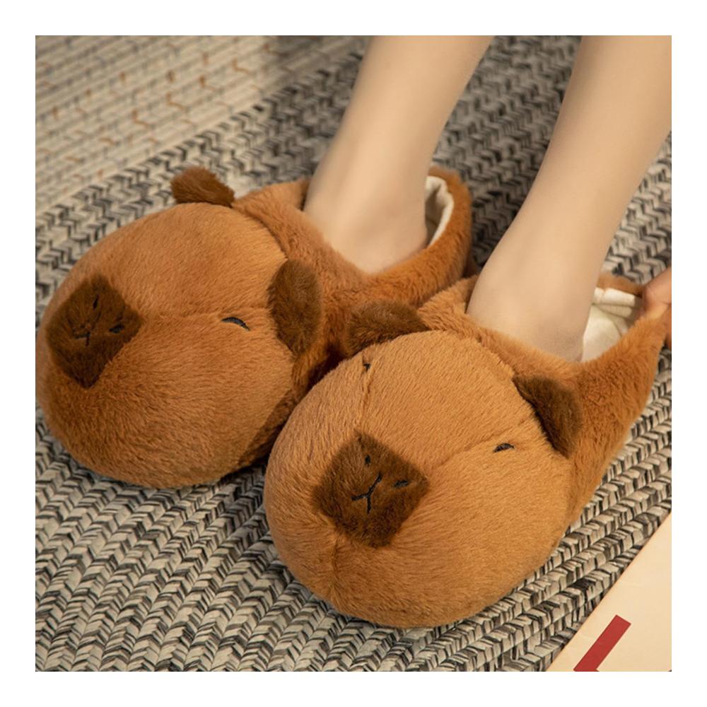 Capybara-Hausschuhe Flauschige Damen-Plüsch-Slip-ons für drinnen und draußen lustige Cartoon-Hausschuhe