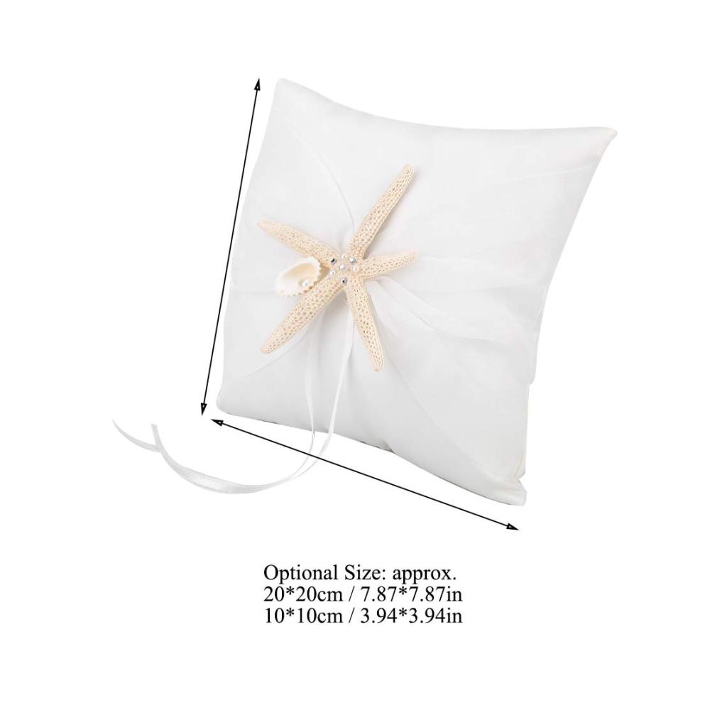 Exquisites Elfenbeinweißes Ringkissen mit Seesternmuster | Hochwertiges Trauringhalter-Accessoire (20x20cm) für die perfekte Hochzeitsfeier