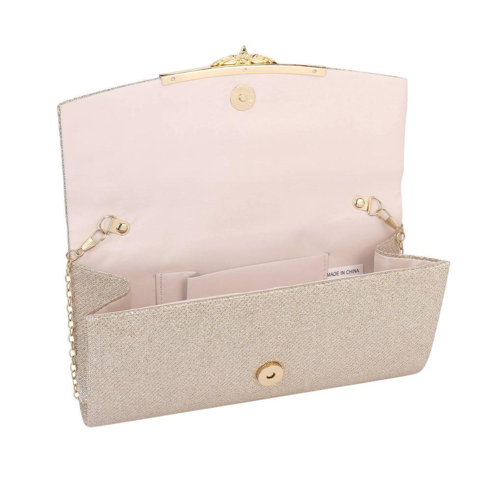 Champagner-farbene Clutch Elegante Abendtasche für Frauen - Perfekt für Party Bankett Hochzeit - Stilvolle Handtasche mit Kette - Damen Umhängetasche