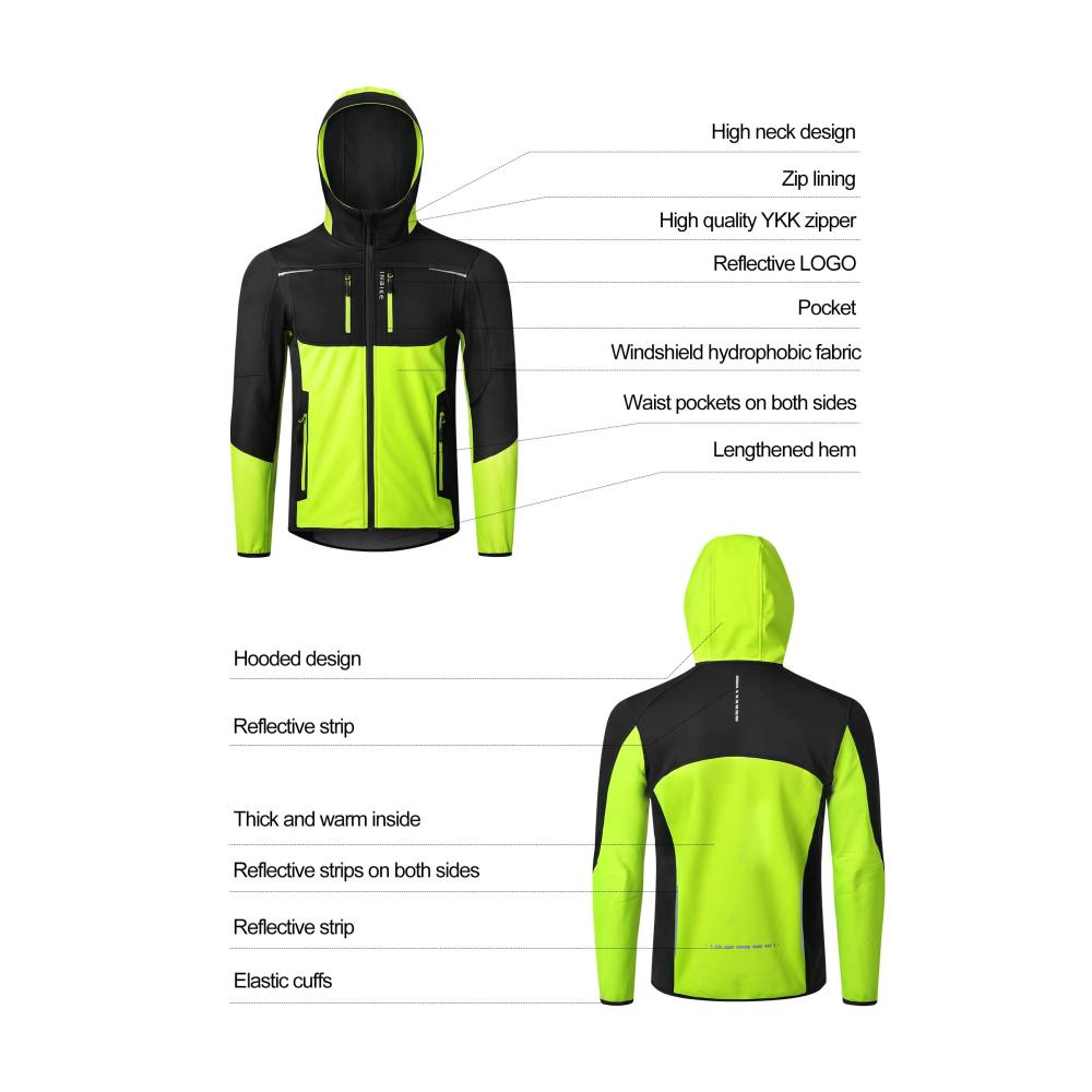 Herren Softshell Fahrradjacke - Wasserdichte Übergangs- und Winterjacke Atmungsaktiv und Warm - Perfekt für Radfahren Laufen und Outdoor-Aktivitäten