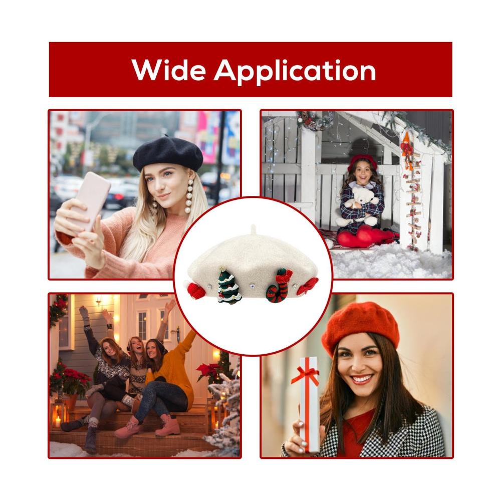 Baskenmützen & Barette Französische Weihnachtsmütze für Damen – Modische Party- und Wintermütze für Weihnachten Neujahr & Urlaub