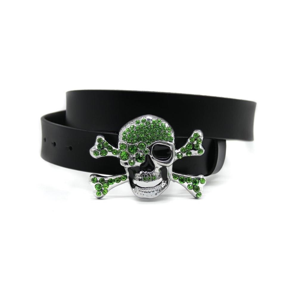 Herren Ledergürtel im Street Hip Hop Punk Style mit personalisiertem Totenkopf - Y2k Silbergürtel für den Cowboy-Look (Weiß 95 cm