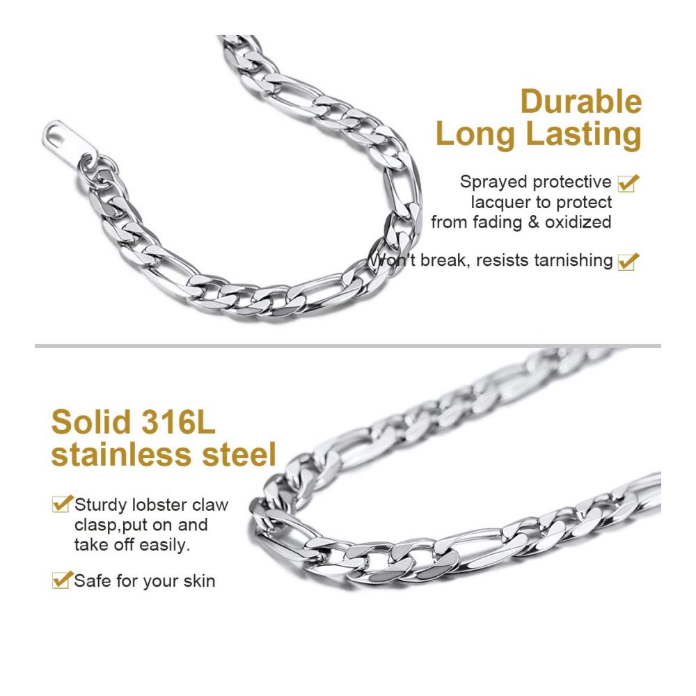 Goldchic Jewelry Figaro Armband aus Edelstahl in 2 Farben (Silber/Gold) Breiten 6/9mm Längen 19/21cm - Klassisches Herren- und Damenarmband ideales Geschenk