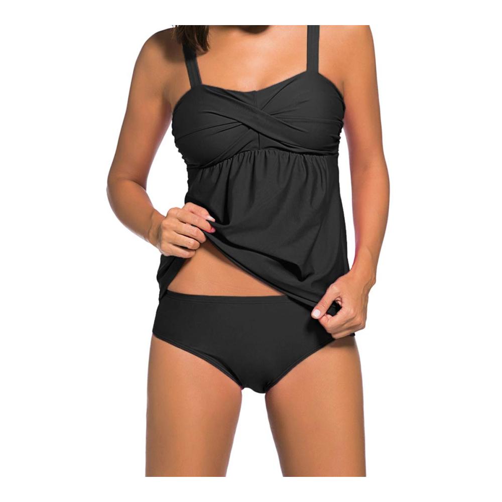 Damen Tankini Sets Ocean Plus Figurumspielend Bauchweg Bügellos - Verstellbare Träger - Zweiteilige Bademode in Unifarben mit Slip