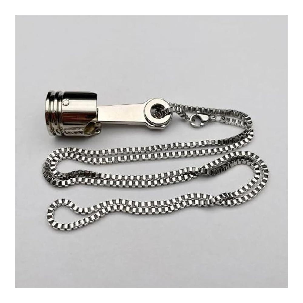 Edelstahl Mini Turbolader Halskette für Männer - Autoteil Anhänger mit Drehmoment Kolben Design
