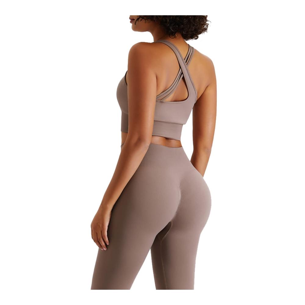Nahtloses Damen Gymnastikkleidungsset Geripptes Tank Top & Hohe Taille Leggings - Perfekt für Gym Yoga & Fitness