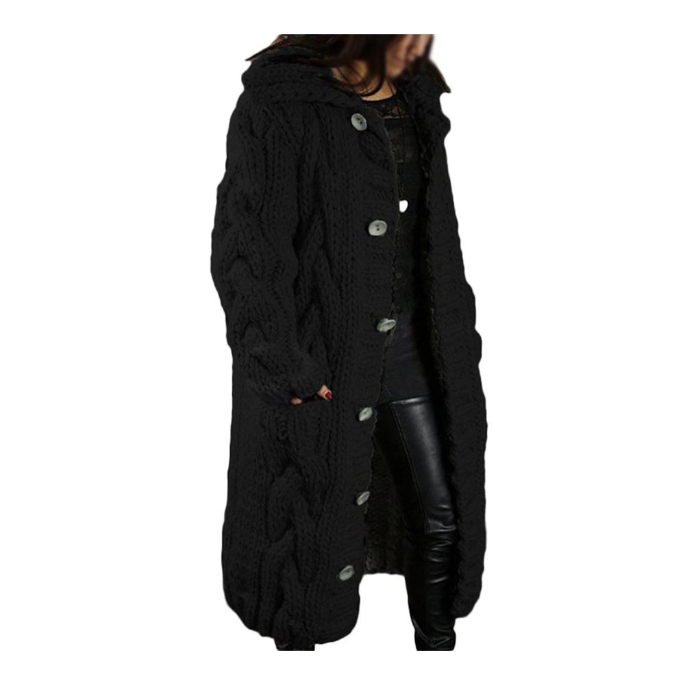 Herbst Winter Damen Lang Grobstrick Cardigan mit Knöpfen - Stilvoller Strickmantel für die kalte Jahreszeit