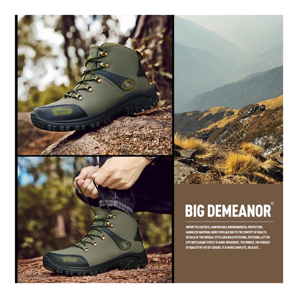 Wasserdichte Kletterschuhe für Herren - Outdoor-Sport Wanderschuhe Leicht und Warm rutschfeste Sohle Green - Größe 44 EU