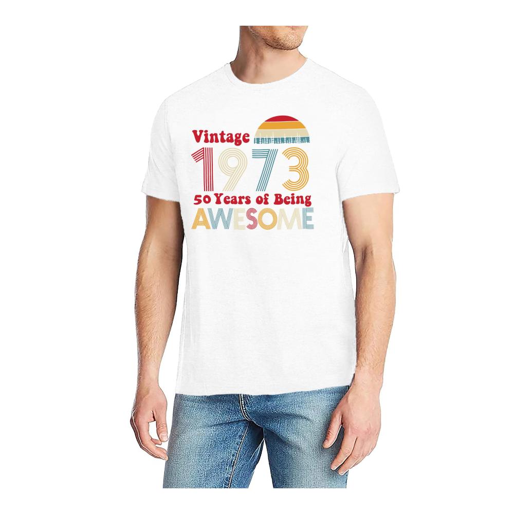 Herren Vintage T-Shirt 50. Geburtstag 1973 Retro-Stil Rundhals Kurzarm