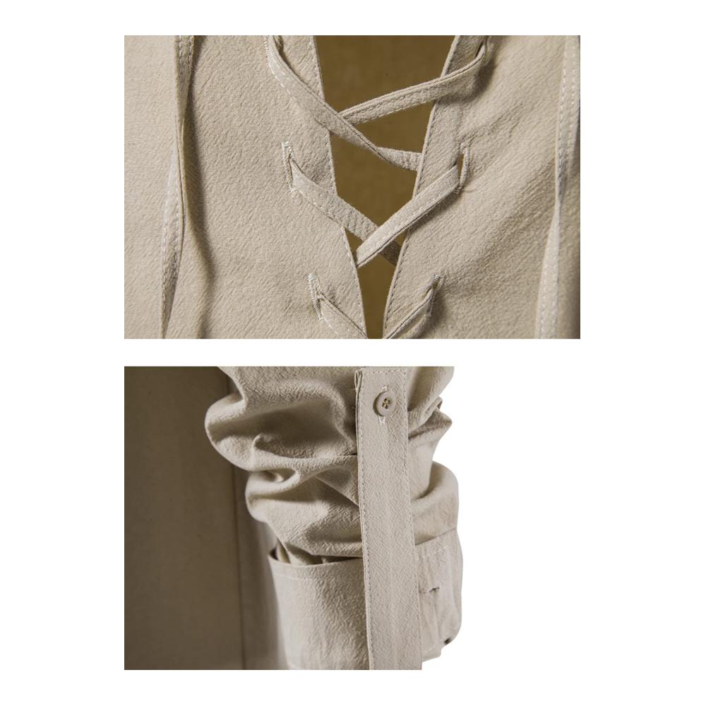 Herren Renaissance Henley Shirt mit Retro Lace-Up Details - Mittelalterliche Punk Tops
