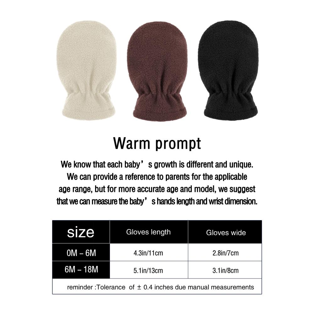 3 Paar Baby und Kleinkind Winter Vlies Handschuhe Warme Fäustlinge für maximale Wärme