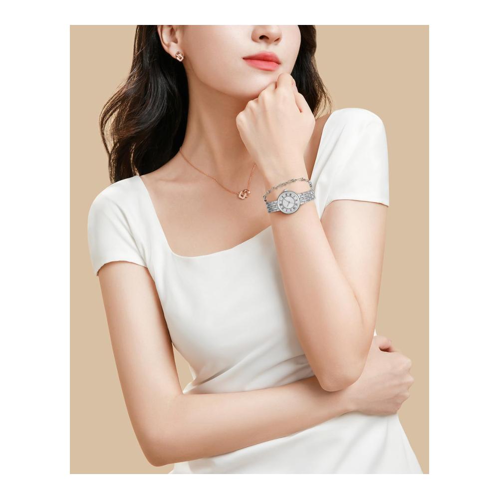 Edelstahl Damen Armbanduhr - Elegante Analoguhr Minimalistisches Design Wasserdicht - Perfektes Geschenk für Frauen