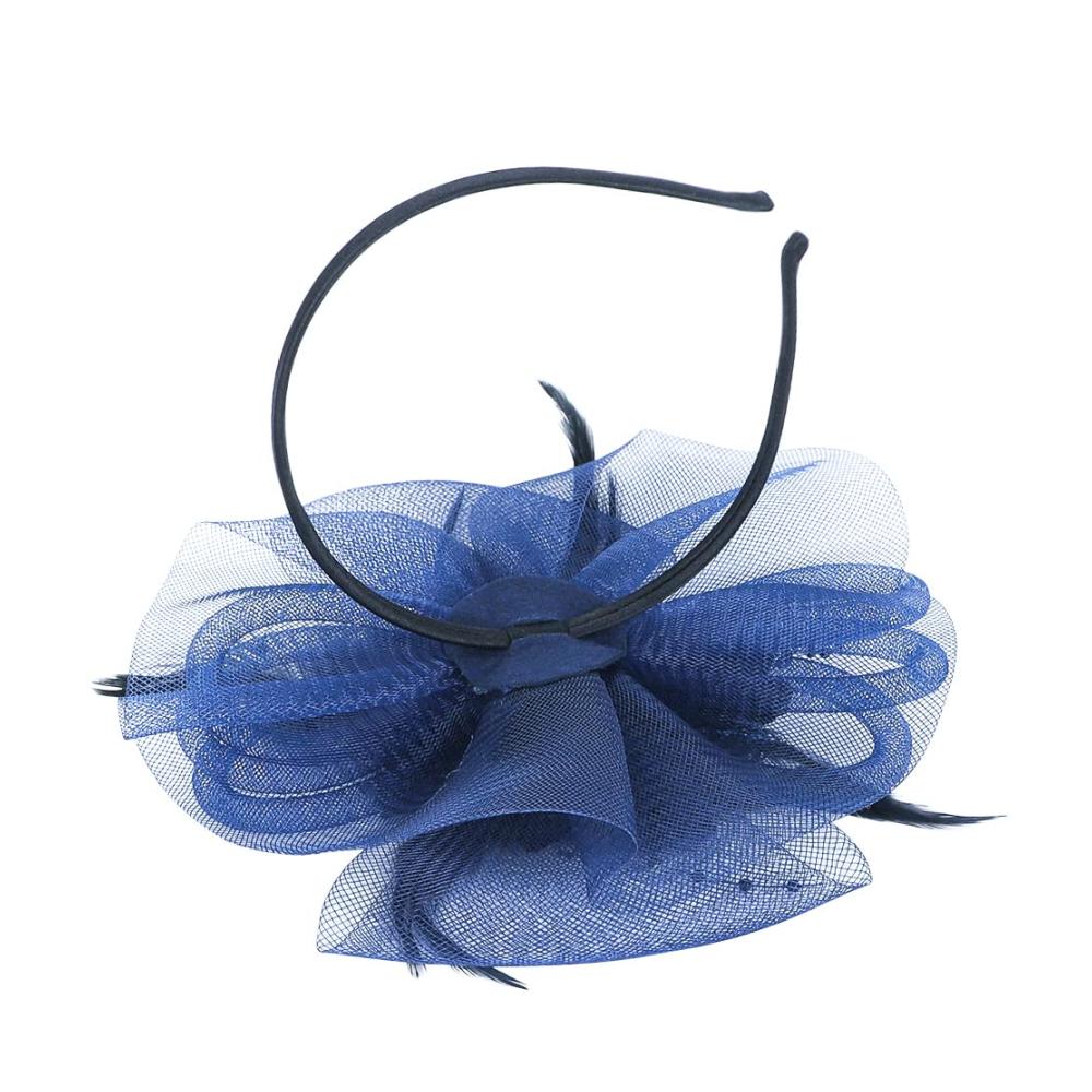 Eleganter Damen Fascinator Hut - Vintage Royal Kopfschmuck mit Großer Blume Feder Mesh und Spitze für Party Hochzeit Cocktail - Baskenmützen & Barette Schleier Haarspange Karneval Accessoire