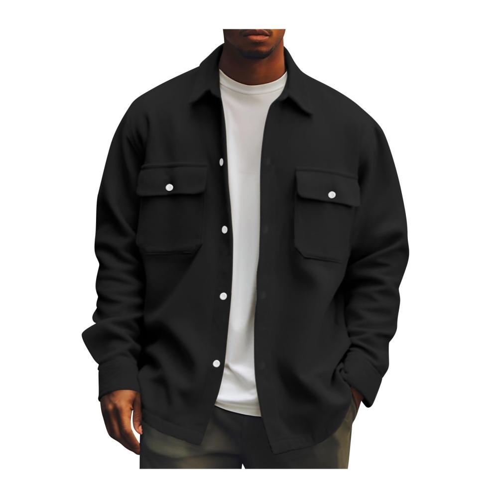 Herren Freizeithemden Cordjacke Langarm Regular Fit - Vintage Button-Up Hemdjacke