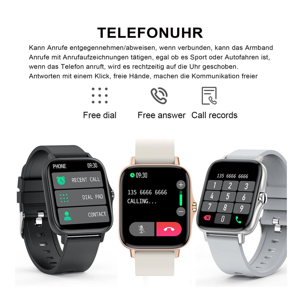 Fashion Smartwatch mit Telefonfunktion 1.7 Zoll Touchscreen Android iOS Kompatibilität Whatsapp Funktion Fotohintergrund Schrittzähler Damen Laufuhr Blutdruckmessung Pulsuhr - Stilvolle Damenuhr für aktive Frauen