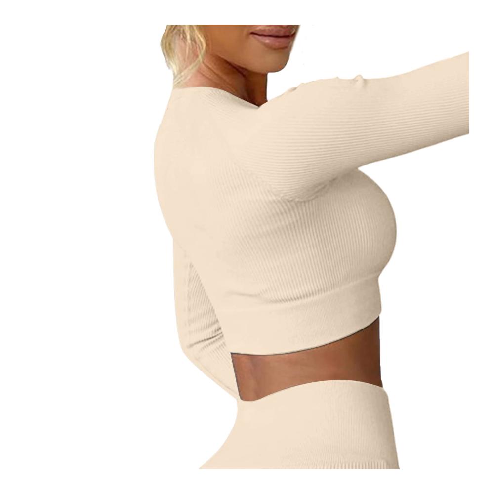 2-teiliges Frauen Trainingsanzug-Set Langarm Crop Top & Yoga Leggings für Workouts