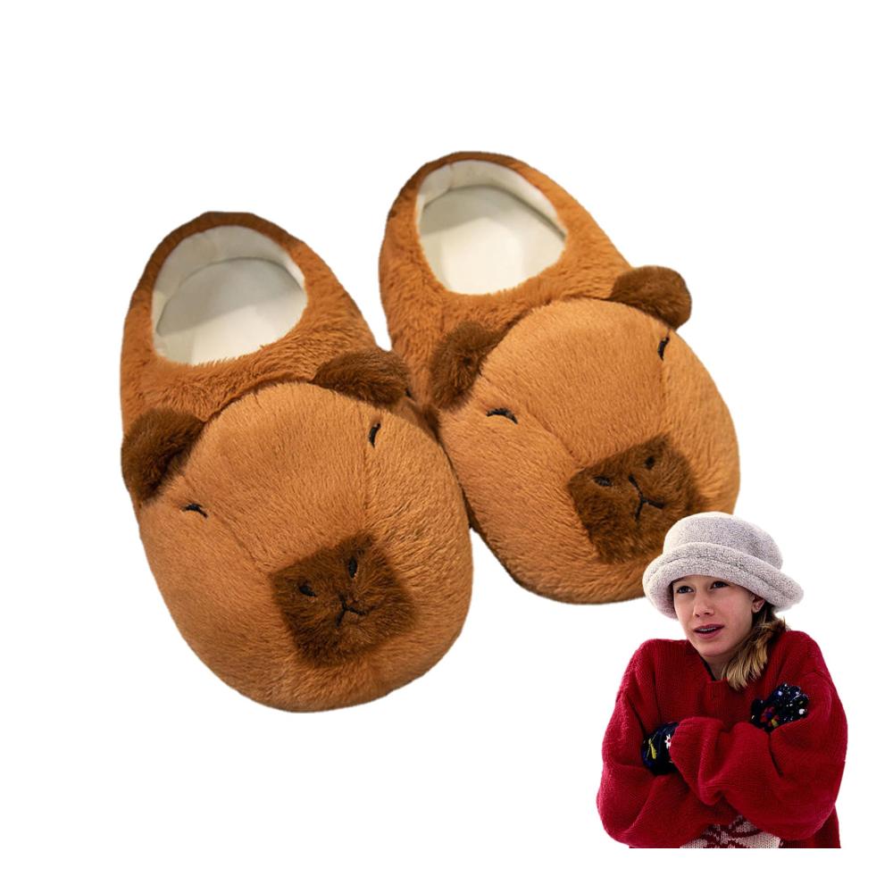 Capybara-Hausschuhe Flauschige Damen-Plüsch-Slip-ons für drinnen und draußen lustige Cartoon-Hausschuhe