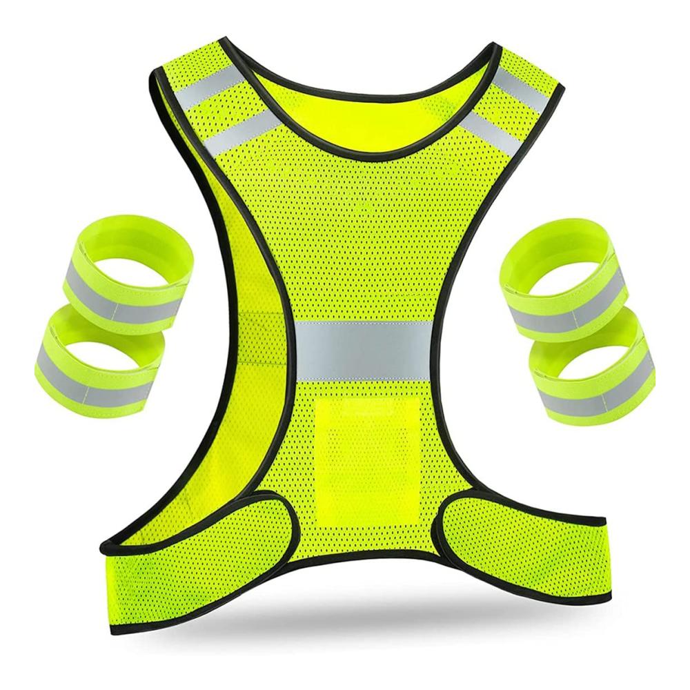 Sicherheits-Tanktop für Fahrradfahrer - Verstellbarer Verschluss 4 Jogging-Reflektoren