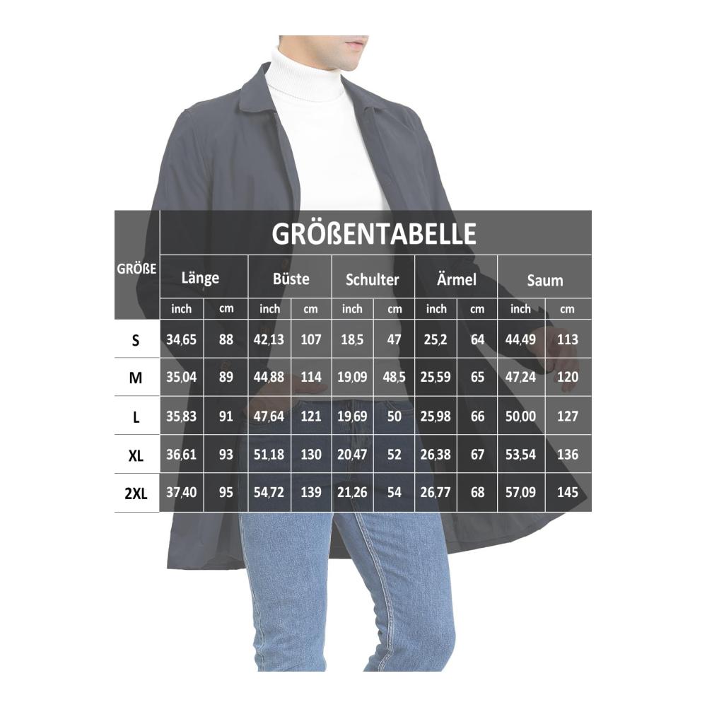 Herren Trenchcoat Stilvoller Langmantel für Herbst und Winter