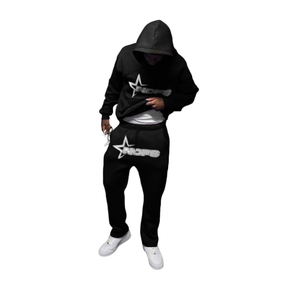 Herren Trainingsanzüge NOFS Streetwear | Buchstaben Druck Hoodies und Jogginghosen Y2K | Hip Hop Hose und Sporthosen | Streetwear Tracksuit für den Herbst und Winter