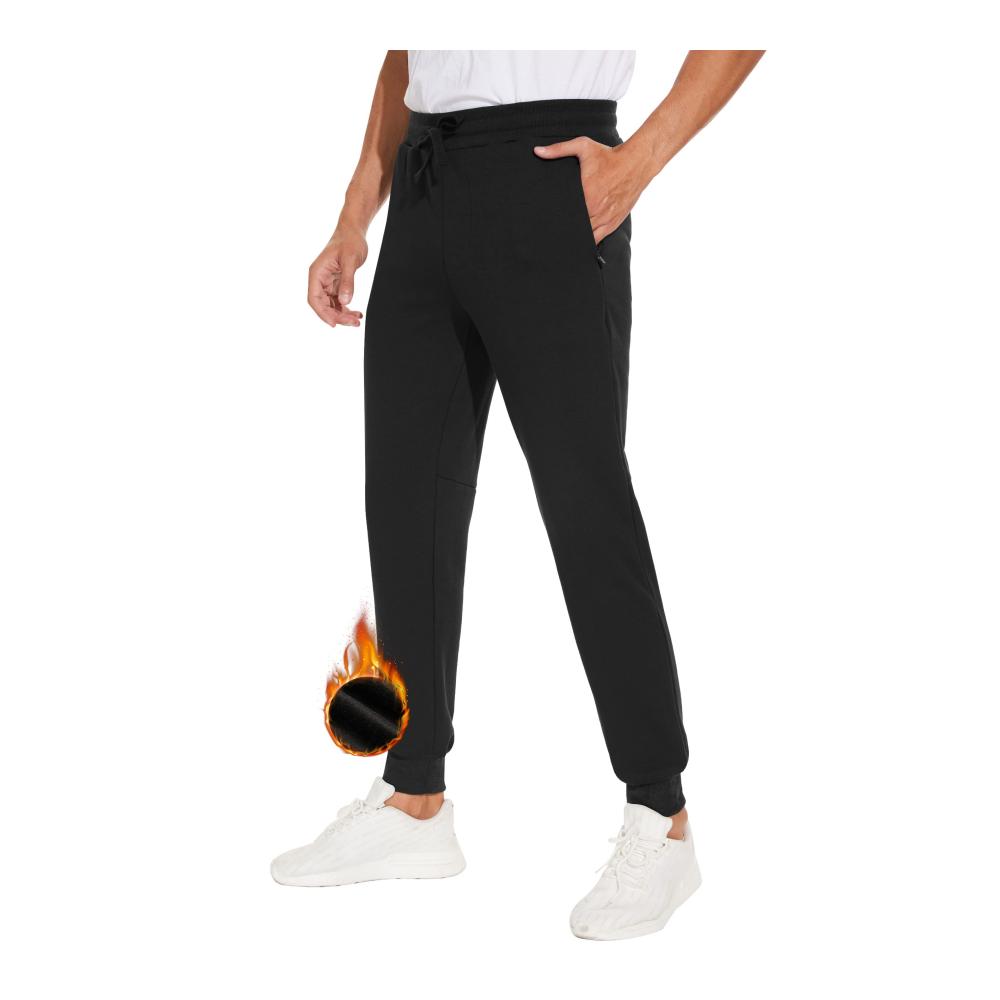 Herren Winter Fleece Gefütterte Jogginghose - Warme Thermohose mit Reißverschlusstaschen
