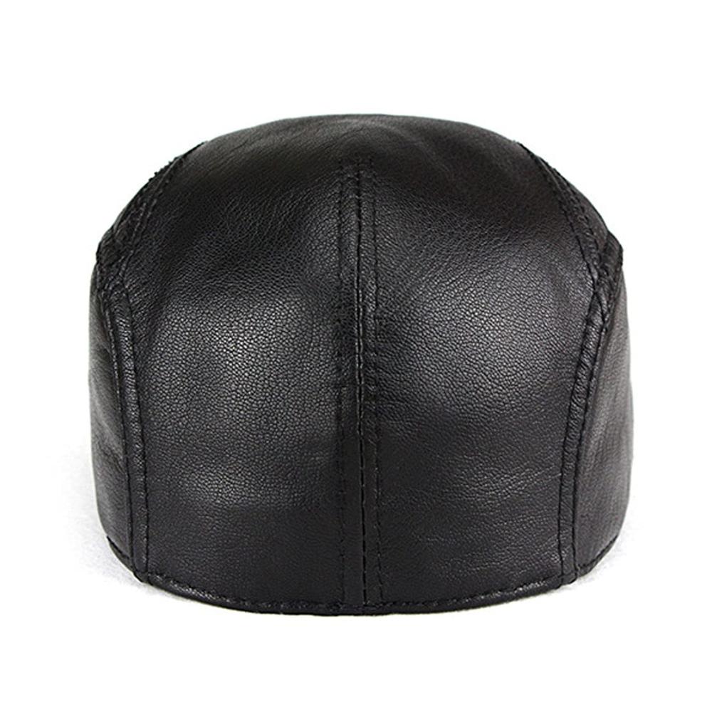 Herren Schirmmütze aus Lammfell-Leder - Stilvolle Flat Cap Gatsby Newsboy Hat Barett & Cabbie Hut