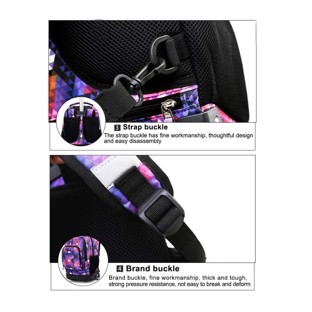 Schulranzen Trolley Rucksack für Jungen - Praktische Schultasche mit Rollen und blauem geometrischem Design