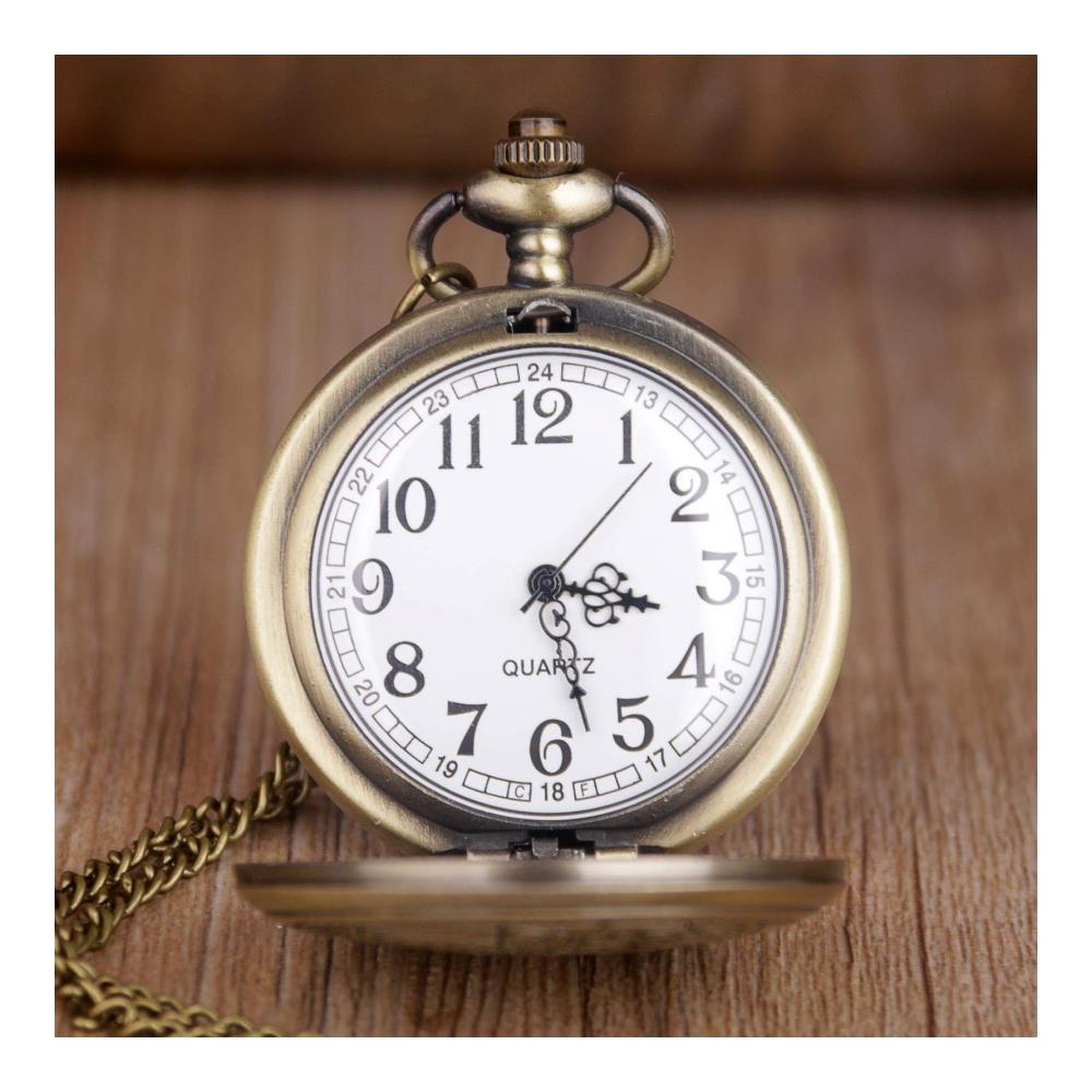 Bronze Vintage Motorrad Taschenuhr Halskette - Unisex Geschenk mit Quarzwerk